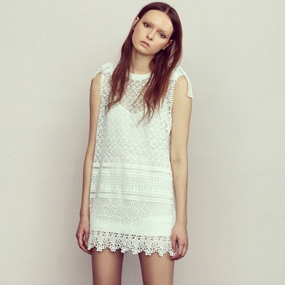 Goen.J Macrame Mini Shift Dress in white size 6 - Picture 1 of 14